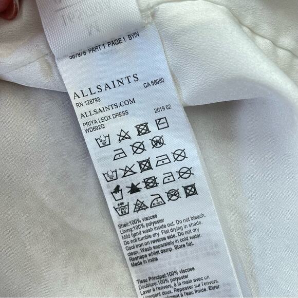 ALLSAINTS Women’s Priya Leox Dress Pink & White Polkadot Ruffle Wrap Flowy Light - Picture 9 of 10